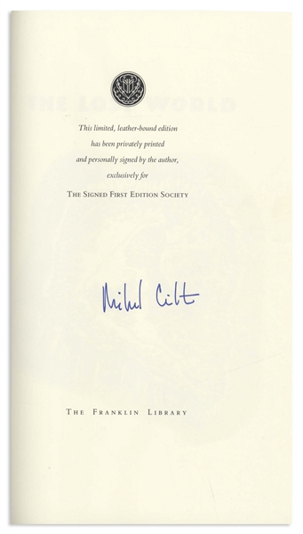 Michael Crichton Signed Deluxe Limited Edition of ''The Lost World''
